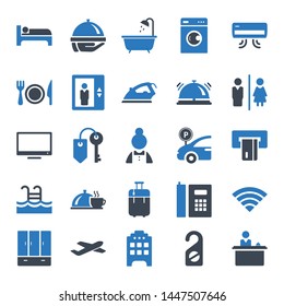 Hotel flat vector icon set