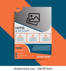 Hotel flyer design. Hotel flyer poster leaflet template. Flyer template. A4 page. 