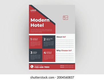 Hotel flyer design. Hotel promotion flyer poster leaflet template. Vacation poster template design.