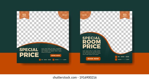  Hotel Flyer Or Social Media Post Template Illustration 