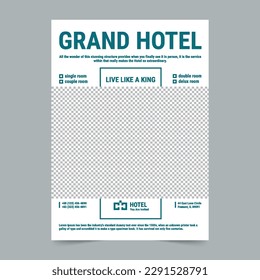 Plantilla de viajero de hotel. Un diseño limpio, moderno y de alta calidad del diseño vectorial Flyer. Folleto de plantillas editable y personalizado