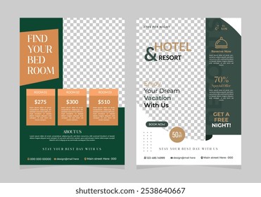 hotel flyer template design with hotel information template