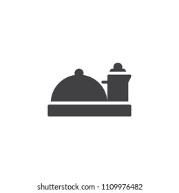 Hotel food service vector icon. filled flat sign for mobile concept and web design. Food tray simple solid icon. Symbol, logo illustration. Pixel perfect vector graphics