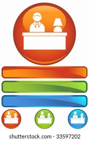 hotel front desk orange round