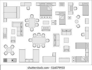 Hotel furniture top view