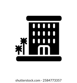Hotel Glyph Icon. Hotel Icon