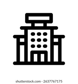 hotel glyph icon. Strong and solid vector icon for websites, mobile interfaces, presentations, and visual branding. High quality and easy to edit.