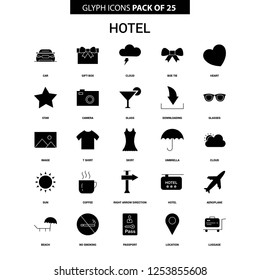 Hotel Glyph Vector Icon set