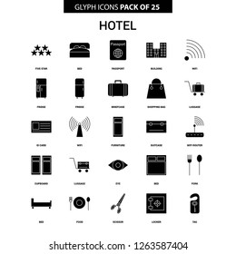 Hotel Glyph Vector Icon set