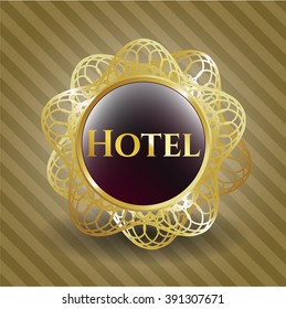 Hotel gold badge or emblem