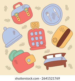 Hotel Hand Drawn Vector Set