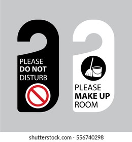 Hotel hanger sign, door knob. Do not disturb. Please make up the room - Vector