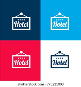 Hotel hanging signal of four stars four color material and minimal icon logo set in red and blue