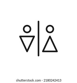 Hotel, holiday, weekend concept. Vector signs drawn in flat style. Perfect for web sites, stores, shops, books. Editable stroke. Line icon of toilet in common place 