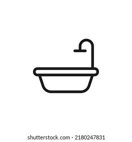 Hotel, vacaciones, concepto de fin de semana. Señales vectoriales dibujadas en estilo plano. Perfecto para sitios web, tiendas, tiendas, libros. Trazo editable. Icono de línea de la bañera 