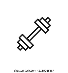 Hotel, holiday, weekend concept. Vector signs drawn in flat style. Perfect for web sites, stores, shops, books. Editable stroke. Line icon of weights or dumbbell