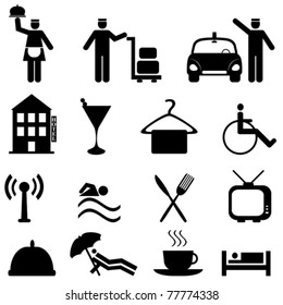 Hotel And Hospitality Icon Set In Black