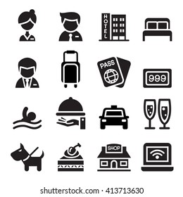 Hotel, Hostel, Apartment, Condominium, Louge,Residential, Hospitality  Icon Set