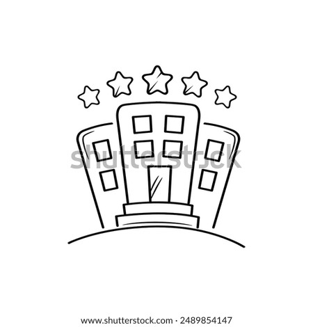 Hotel or hostel doodle icon. Vector hand drawn sketch illustration.