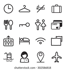 Hotel, hostel, motel icons Illustration vector Symbol set