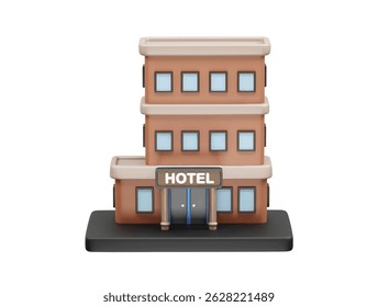  Renderização de ilustração 3d do ícone do hotel