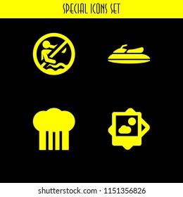 hotel icon. 4 hotel set with vacations, chef and swimming pool vector icons for web and mobile app