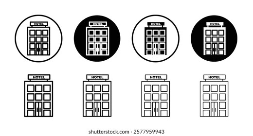 hotel icon black and white vector sign
