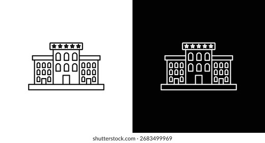 Icono de hotel Vector en blanco y negro