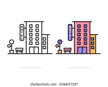 Hotel icon buildings vector travel symbols for app web logo banner button icon - Vector