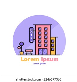Hotel icon buildings vector travel symbols for app web logo banner button icon - Vector