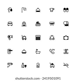 Hotel Icon Collection. Pixel Perfect Hotel Service Semibold Style 2D Icon