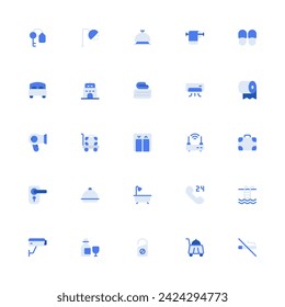 Hotel Icon Collection. Pixel Perfect Hotel Service Monochrome Style 2D Icon