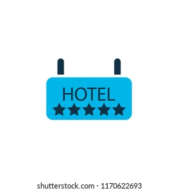 Hotel icon colored symbol. Premium quality isolated signboard element in trendy style.