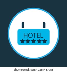 Hotel icon colored symbol. Premium quality isolated signboard element in trendy style.