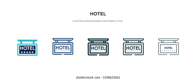 hotel icon in different style vector illustration. two colored and black hotel vector icons designed in filled, outline, line and stroke style can be used for web, mobile, ui