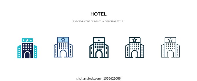 hotel icon in different style vector illustration. two colored and black hotel vector icons designed in filled, outline, line and stroke style can be used for web, mobile, ui