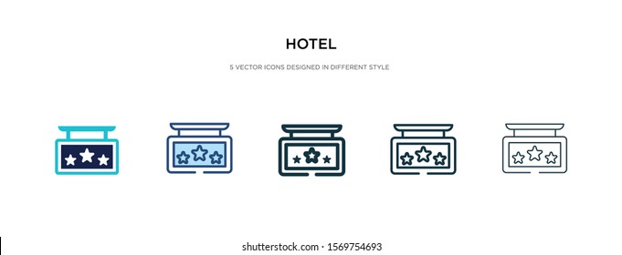 hotel icon in different style vector illustration. two colored and black hotel vector icons designed in filled, outline, line and stroke style can be used for web, mobile, ui