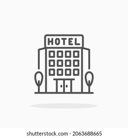 Hotel icon. Editable Stroke and pixel perfect. Outline style. Vector illustration. Enjoy this icon for your project.