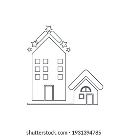 Hotel icon. Five star hotel, rest house, resort icon.