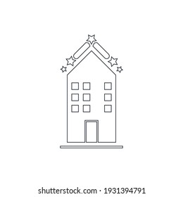 Hotelsymbol. Fünf-Sterne-Hotel, Ruhehaus, Resort-Symbol.