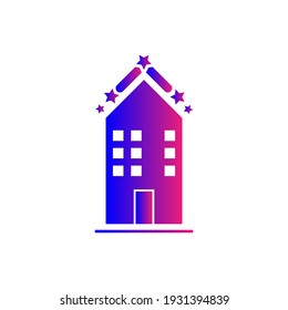 Hotel icon. Five star hotel, rest house, resort icon.