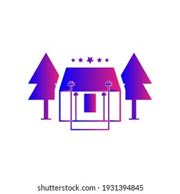 Hotel icon. Five star hotel, rest house, resort icon.