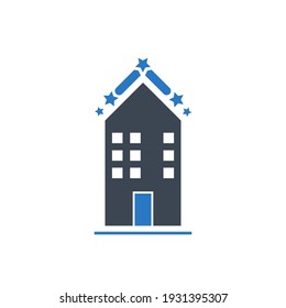 Hotel icon. Five star hotel, rest house, resort icon.