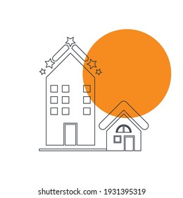 Hotel icon. Five star hotel, rest house, resort icon.