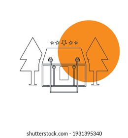 Hotel icon. Five star hotel, rest house, resort icon.