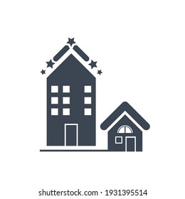 Hotelsymbol. Fünf-Sterne-Hotel, Ruhehaus, Resort-Symbol.