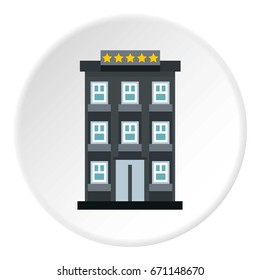 Hotel icon in flat circle isolated vector illustration for web