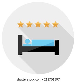 Hotel icon. Flat design style modern vector illustration. Isolated on stylish color background. Flat long shadow icon. Elements in flat design.