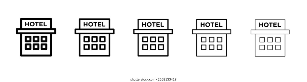 Icono de hotel conjunto de ilustración plana logo