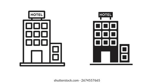 hotel icon in flat and liner trendy style for app ui designs